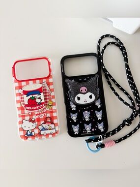Sanrio Hello Kitty Red & Kuromi Black Phone 17 Pro Max Cases